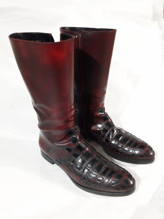 Prada FW 2008 Trompe-l'oeil Crocodile High Boots