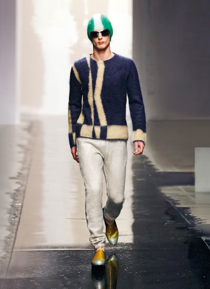 Prada FW 2007 Green Mohair Wave Knit Beanie