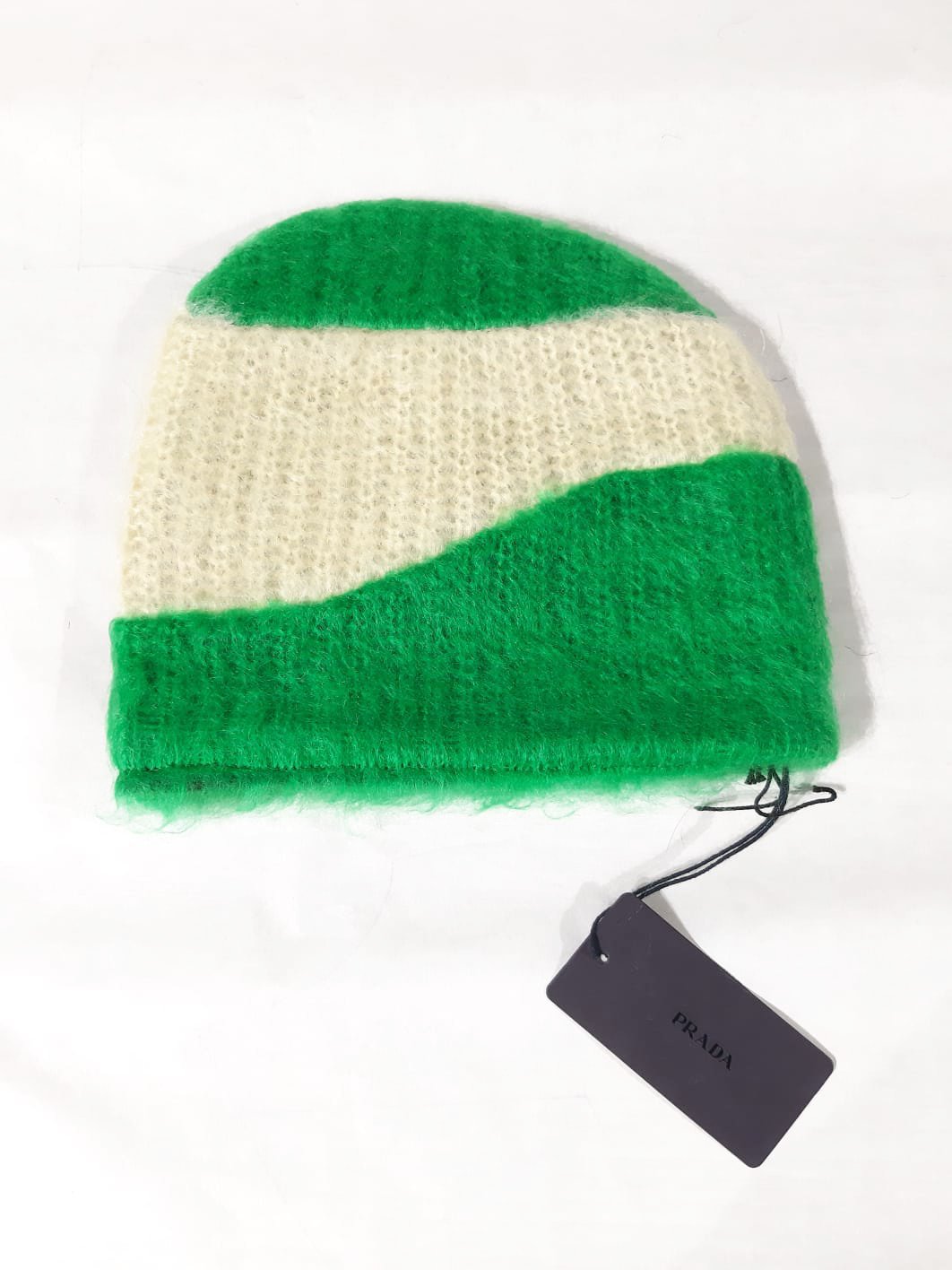 Prada FW 2007 Green Mohair Wave Knit Beanie