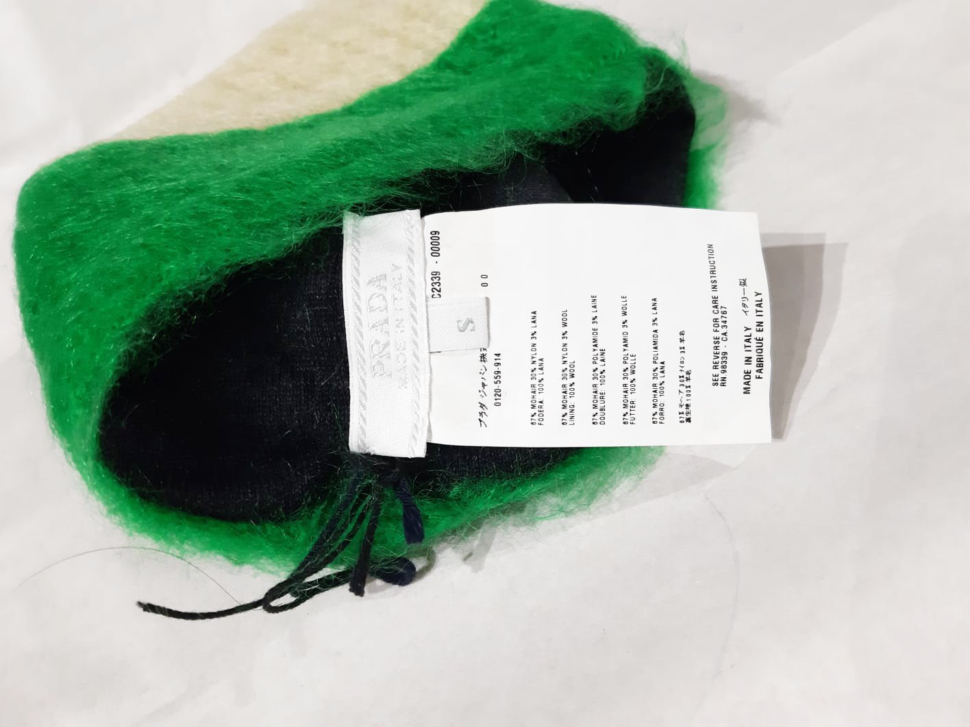 Prada FW 2007 Green Mohair Wave Knit Beanie