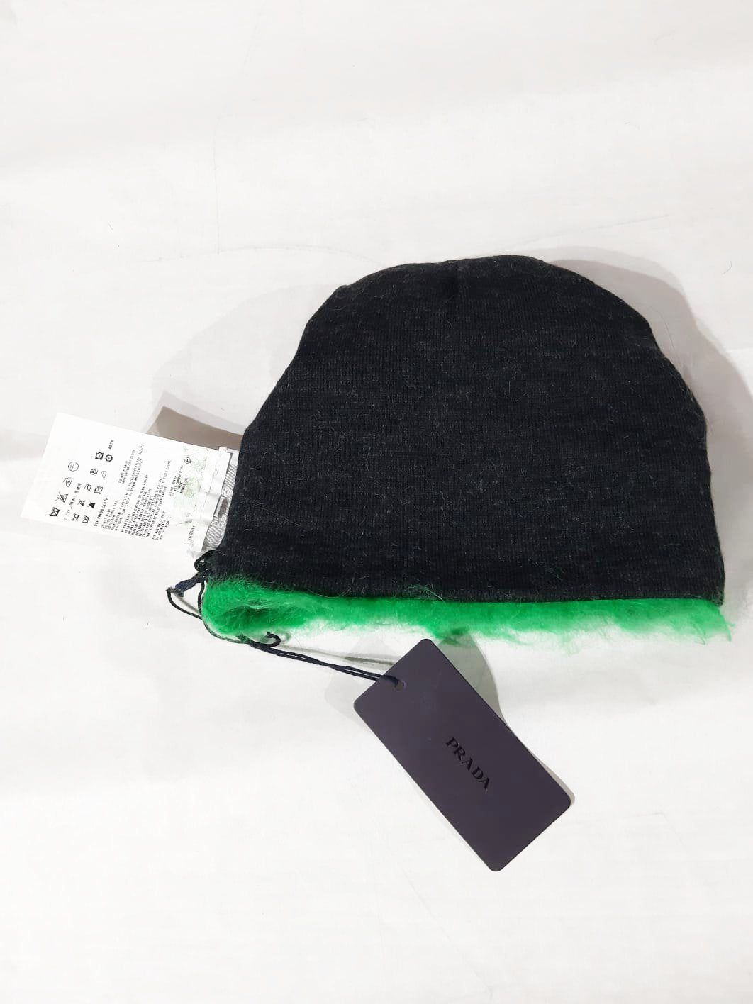 Prada FW 2007 Green Mohair Wave Knit Beanie