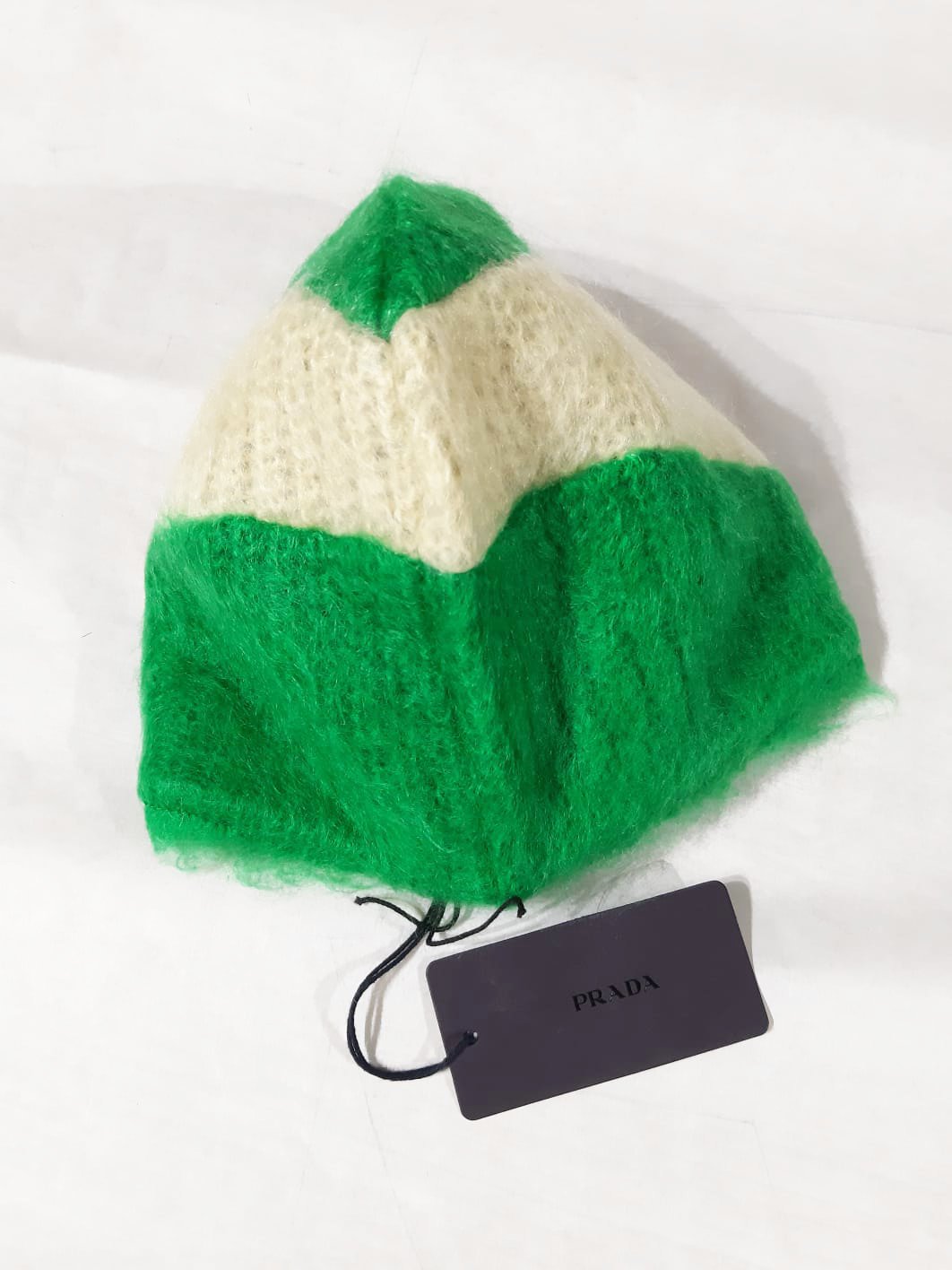 Prada FW 2007 Green Mohair Wave Knit Beanie