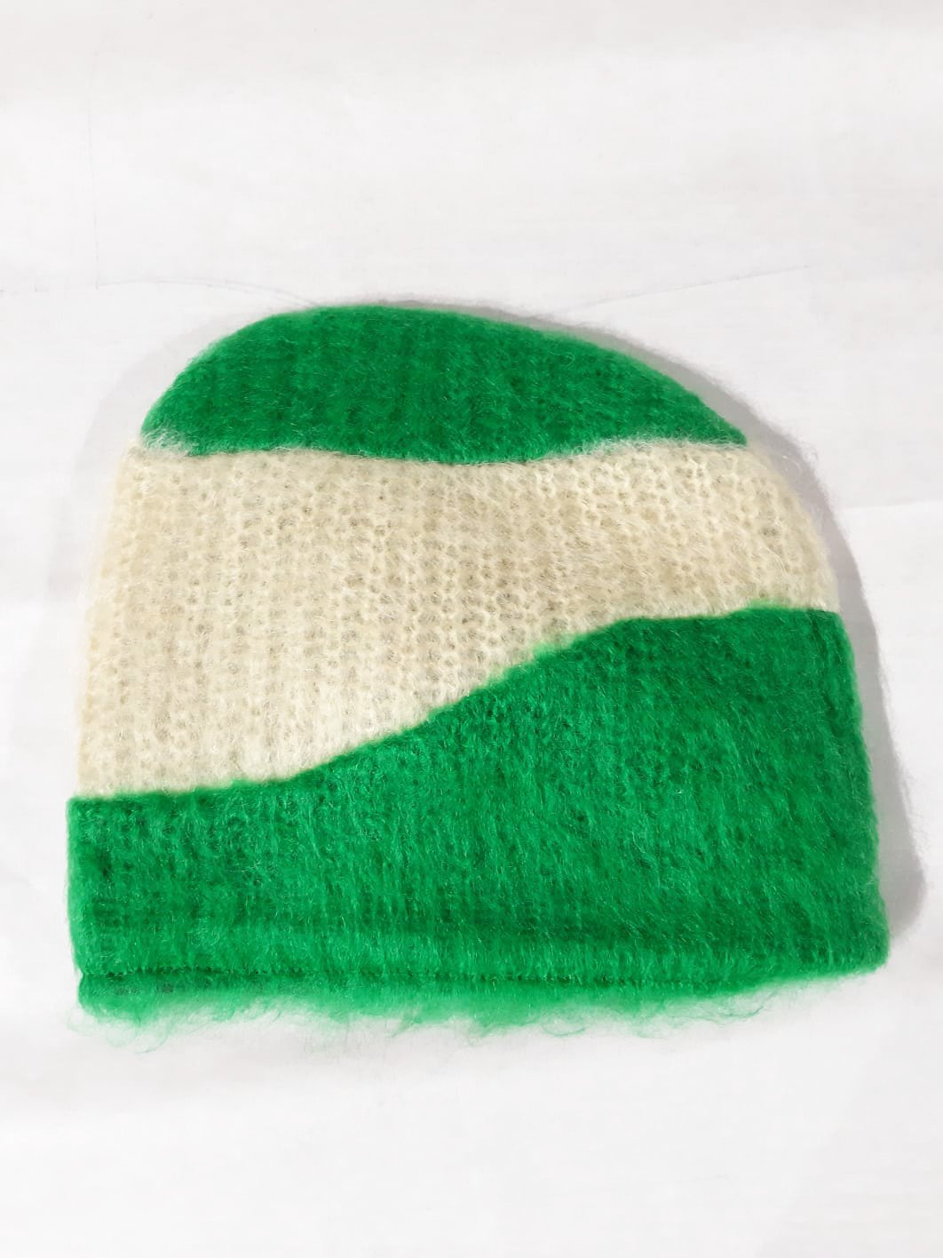 Prada FW 2007 Green Mohair Wave Knit Beanie