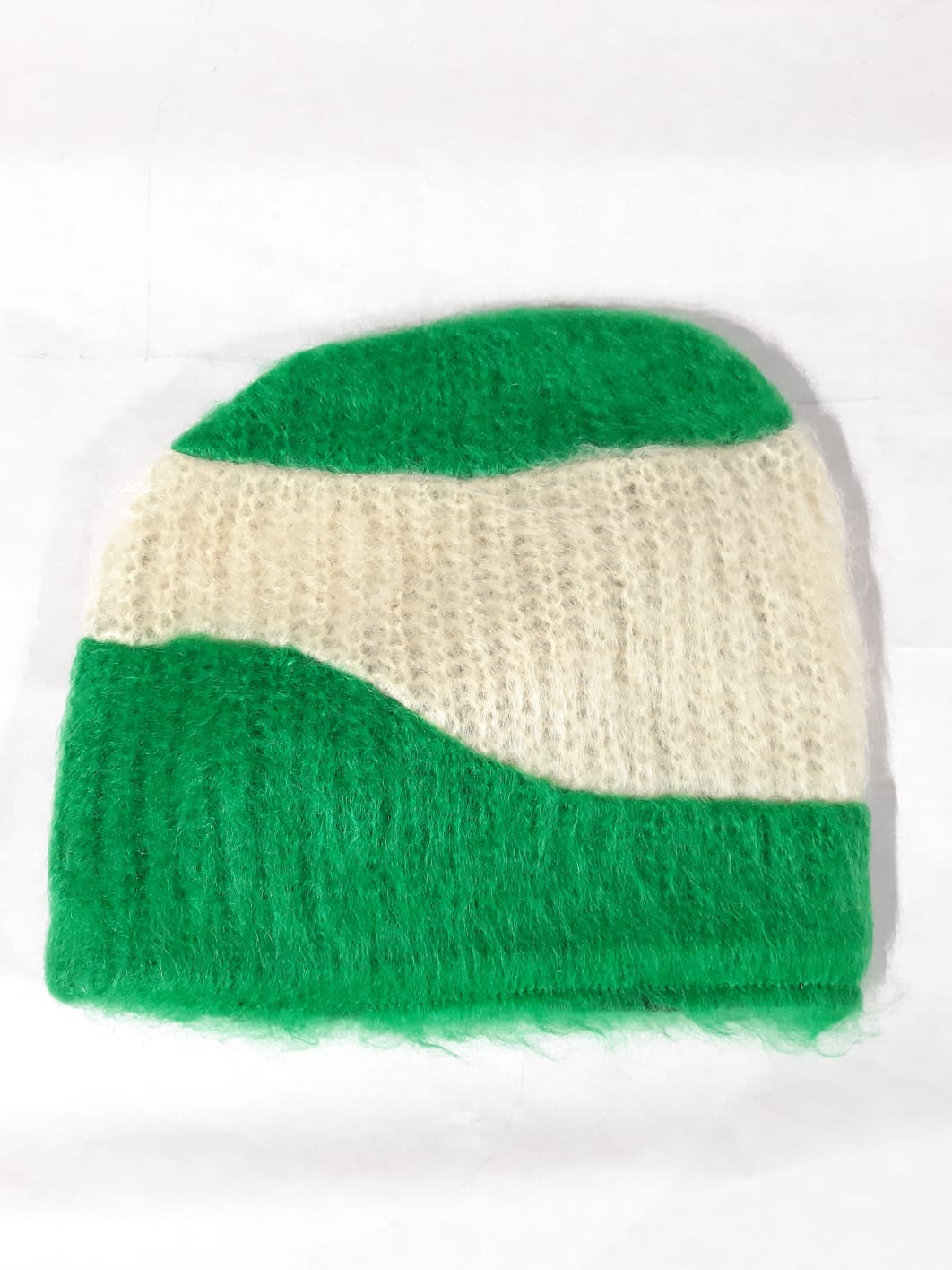Prada FW 2007 Green Mohair Wave Knit Beanie