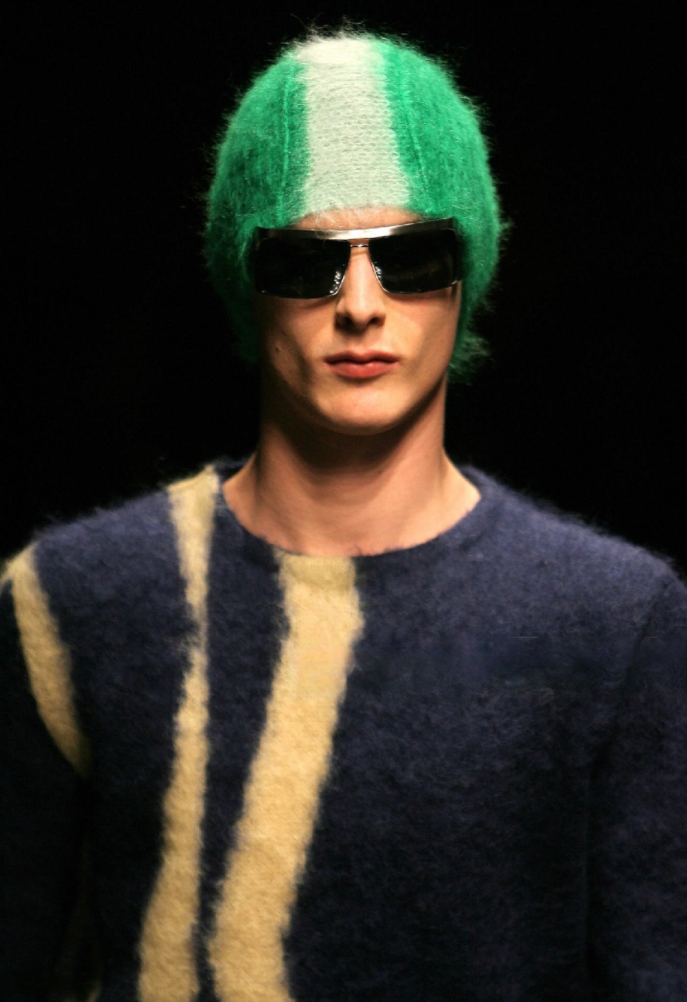 Prada FW 2007 Green Mohair Wave Knit Beanie