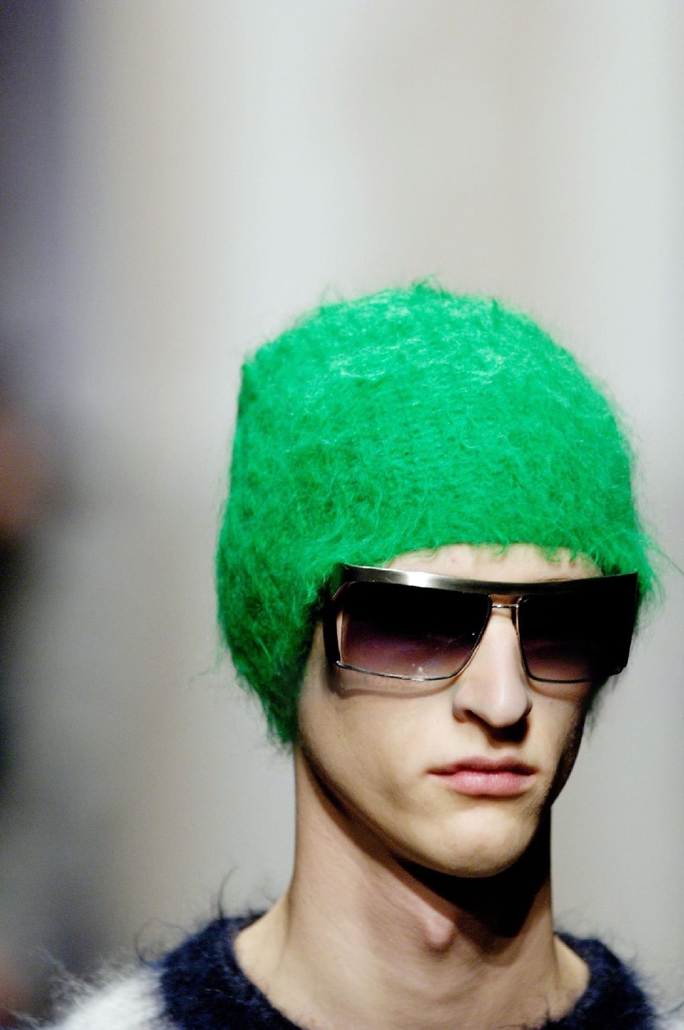 Prada FW 2007 Green Mohair Wave Knit Beanie