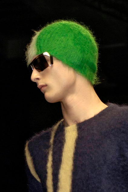 Prada FW 2007 Green Mohair Wave Knit Beanie